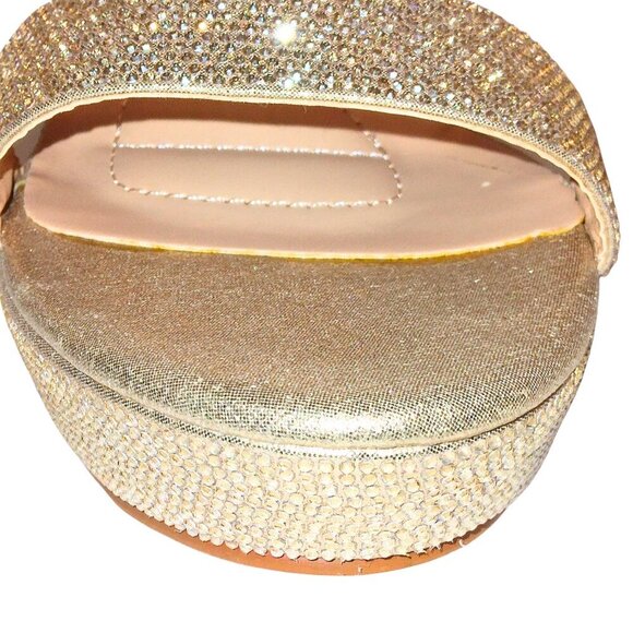DE BLOSSOM COLLECTION CHAMPAGNE SHIMMER PLATFORM HIGH HEELS - SIZE 7.5 - Picture 4 of 9